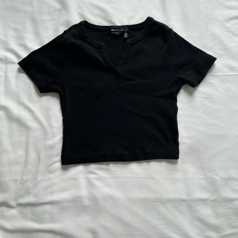 ASOS Black Ribbed Knit Top